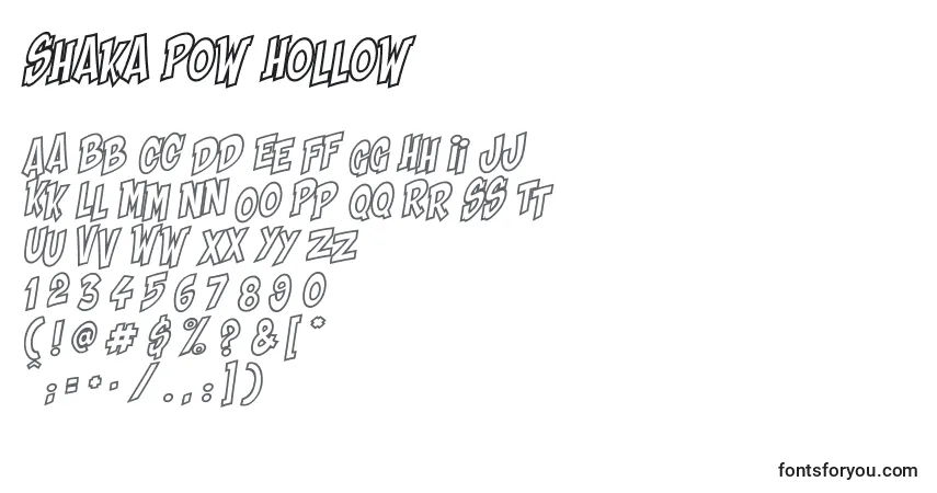 Schriftart Shaka Pow Hollow – Alphabet, Zahlen, spezielle Symbole