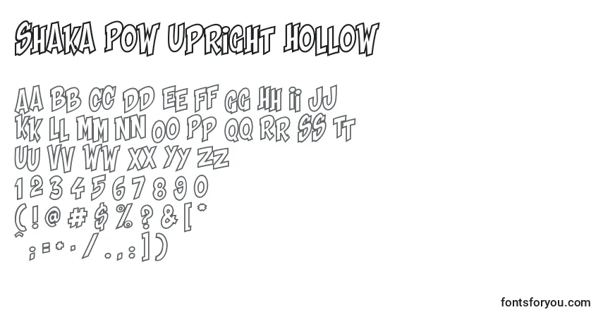 A fonte Shaka Pow Upright Hollow – alfabeto, números, caracteres especiais