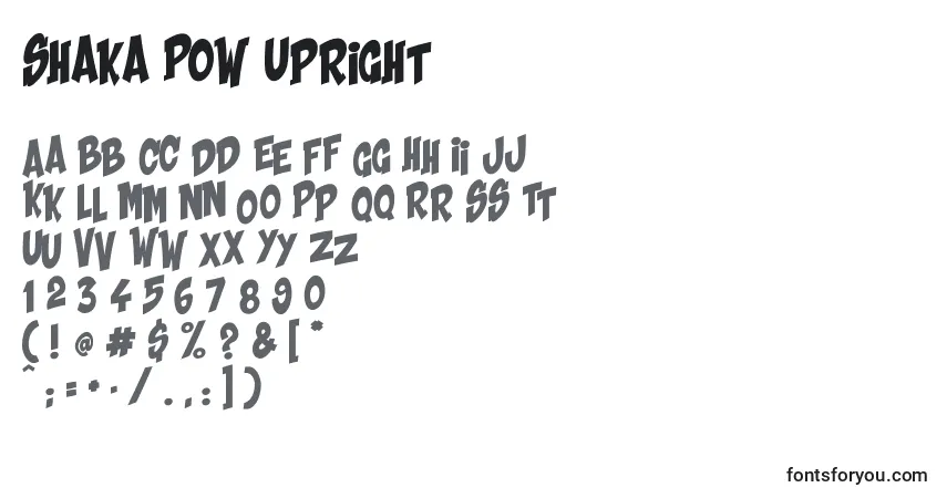 Шрифт Shaka Pow Upright – алфавит, цифры, специальные символы