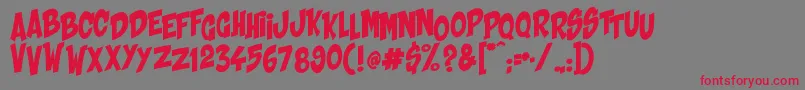 Shaka Pow Upright Font – Red Fonts on Gray Background