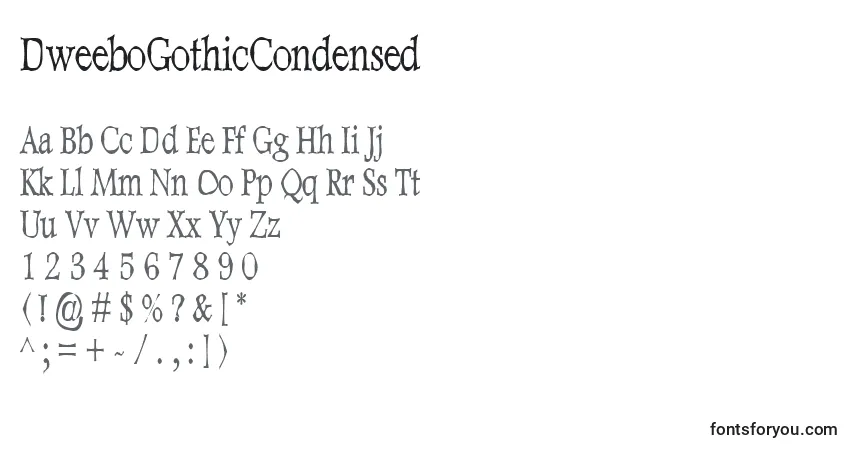 Schriftart DweeboGothicCondensed – Alphabet, Zahlen, spezielle Symbole
