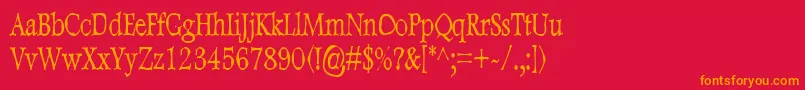 DweeboGothicCondensed-Schriftart – Orangefarbene Schriften auf rotem Hintergrund