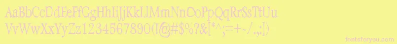 Fonte DweeboGothicCondensed – fontes rosa em um fundo amarelo