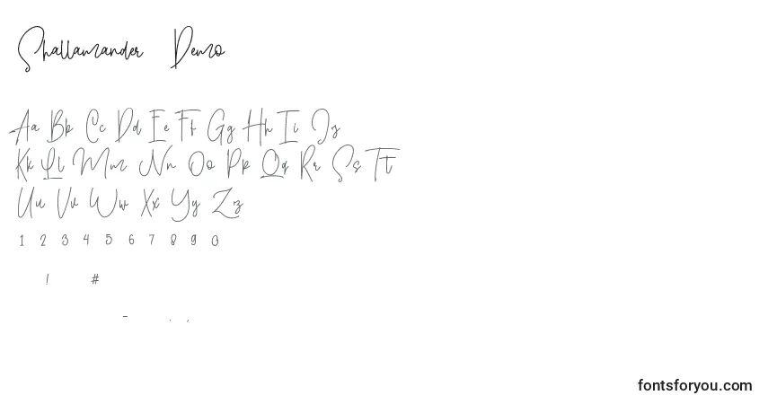 Schriftart Shallamander  Demo  – Alphabet, Zahlen, spezielle Symbole