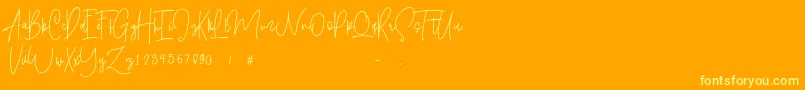 Shallamander  Demo -fontti – keltaiset fontit oranssilla taustalla