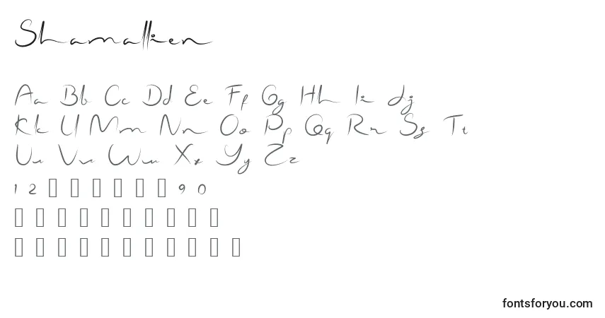 Shamallienフォント–アルファベット、数字、特殊文字