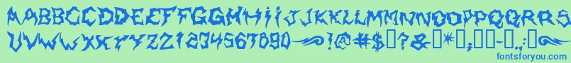 フォントShaman – 青い文字は緑の背景です。