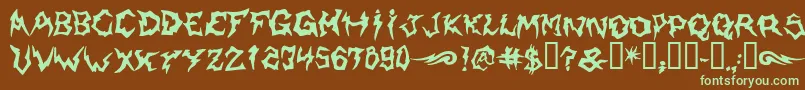 Shaman-Schriftart – Grüne Schriften auf braunem Hintergrund