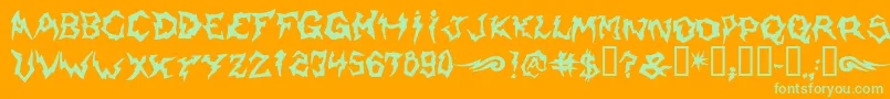 Shaman-Schriftart – Grüne Schriften auf orangefarbenem Hintergrund