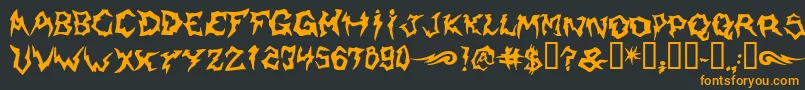 Shaman-Schriftart – Orangefarbene Schriften auf schwarzem Hintergrund
