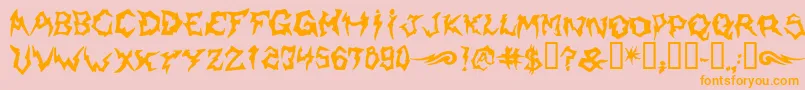 フォントShaman – オレンジの文字がピンクの背景にあります。
