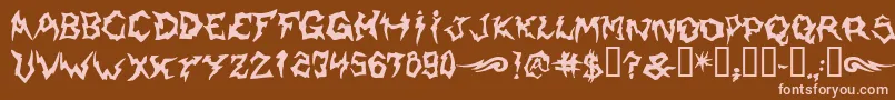 Shaman-Schriftart – Rosa Schriften auf braunem Hintergrund