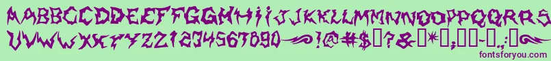 Shaman-fontti – violetit fontit vihreällä taustalla