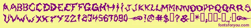 Shaman-Schriftart – Violette Schriften auf gelbem Hintergrund