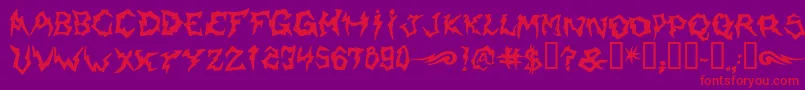 Shaman-Schriftart – Rote Schriften auf violettem Hintergrund