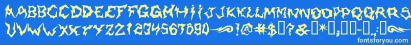 Shaman-Schriftart – Gelbe Schriften auf blauem Hintergrund