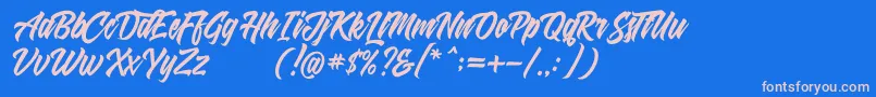 Shanders free Font – Pink Fonts on Blue Background