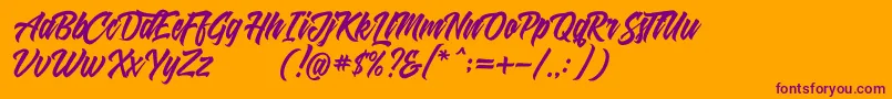 Shanders free Font – Purple Fonts on Orange Background