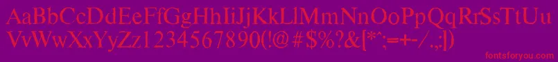 フォントThamesantiqueRegular – 紫の背景に赤い文字