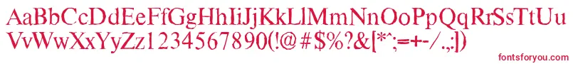 フォントThamesantiqueRegular – 白い背景に赤い文字