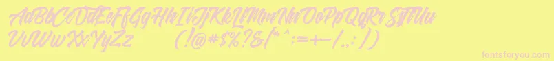 Shanders free-fontti – vaaleanpunaiset fontit keltaisella taustalla