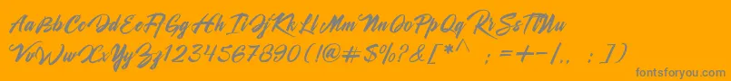 Shanella-Schriftart – Graue Schriften auf orangefarbenem Hintergrund