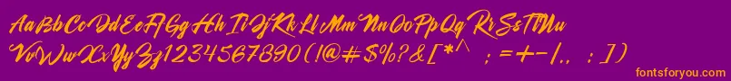 Shanella-fontti – oranssit fontit violetilla taustalla
