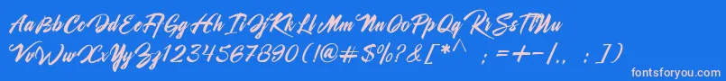 Shanella Font – Pink Fonts on Blue Background