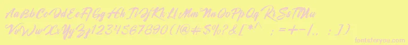 More about Shanella Font Shanella Font – Pink Fonts on Yellow Background