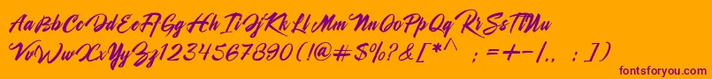 Shanella Font – Purple Fonts on Orange Background