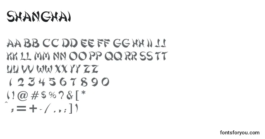 Schriftart Shanghai (140592) – Alphabet, Zahlen, spezielle Symbole