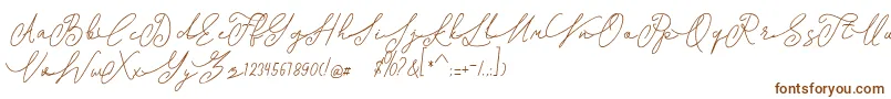 shangrela-Schriftart – Braune Schriften auf weißem Hintergrund