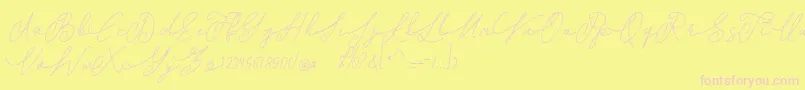 shangrela-Schriftart – Rosa Schriften auf gelbem Hintergrund