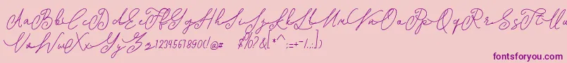 shangrela-Schriftart – Violette Schriften auf rosa Hintergrund