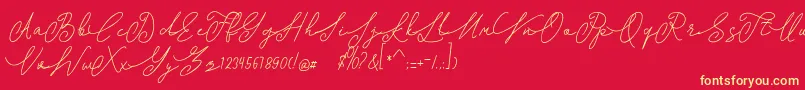 shangrela Font – Yellow Fonts on Red Background