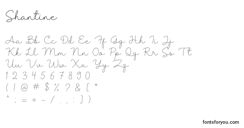 Shantine-fontti – aakkoset, numerot, erikoismerkit