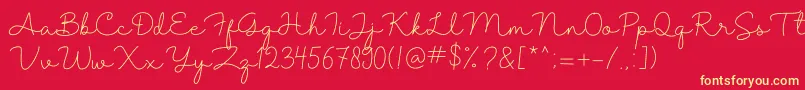 Shantine-Schriftart – Gelbe Schriften auf rotem Hintergrund