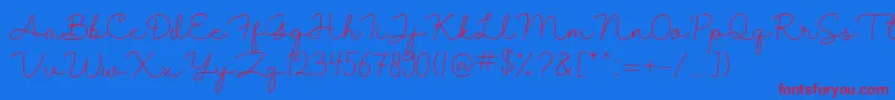 Shantine-Schriftart – Rote Schriften auf blauem Hintergrund