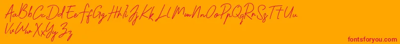 Shantty-Schriftart – Rote Schriften auf orangefarbenem Hintergrund