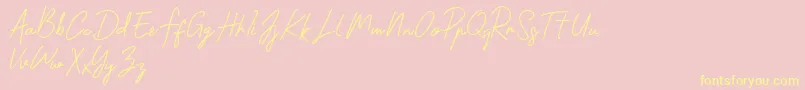 Shantty-Schriftart – Gelbe Schriften auf rosa Hintergrund