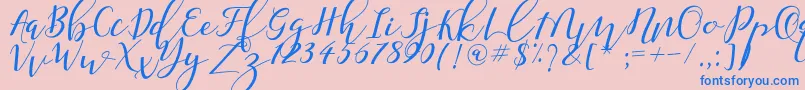 Shany-Schriftart – Blaue Schriften auf rosa Hintergrund