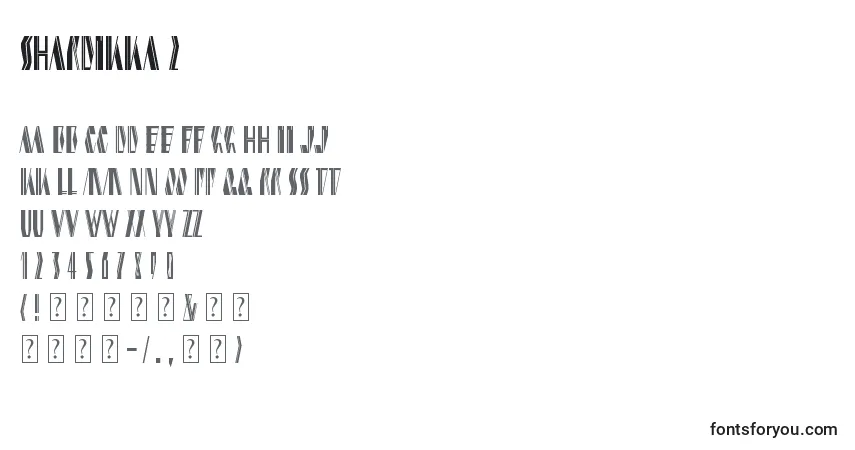 Czcionka Shardikka 2 – alfabet, cyfry, specjalne znaki