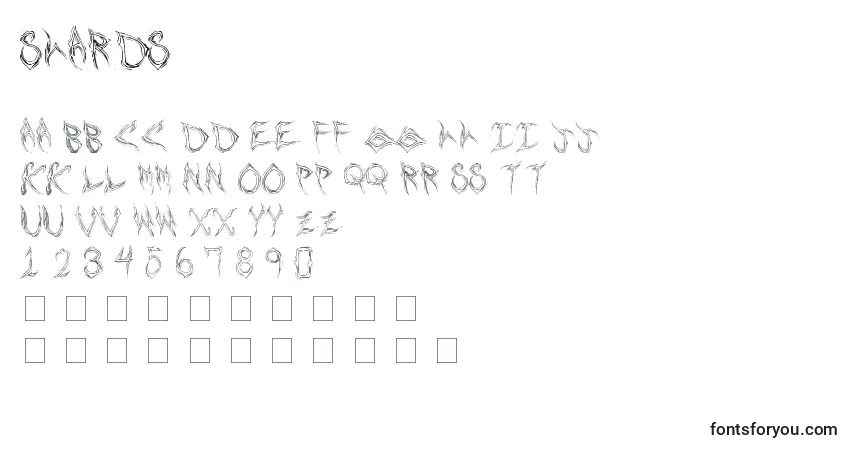 A fonte Shards (140606) – alfabeto, números, caracteres especiais