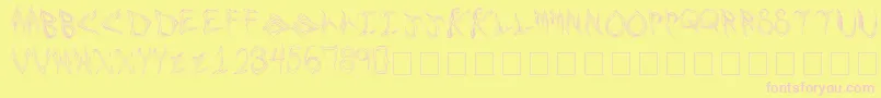 shards-fontti – vaaleanpunaiset fontit keltaisella taustalla