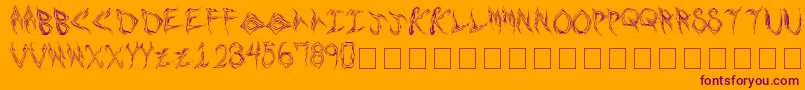 shards-Schriftart – Violette Schriften auf orangefarbenem Hintergrund
