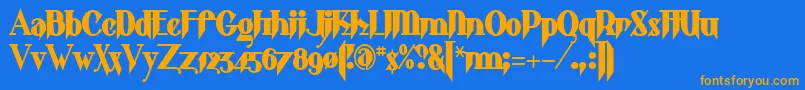 フォントshark    – オレンジ色の文字が青い背景にあります。