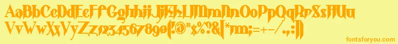 フォントshark    – オレンジの文字が黄色の背景にあります。