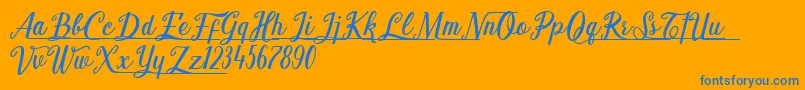 Shark Ready-Schriftart – Blaue Schriften auf orangefarbenem Hintergrund