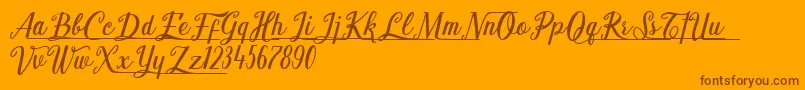 Shark Ready-Schriftart – Braune Schriften auf orangefarbenem Hintergrund