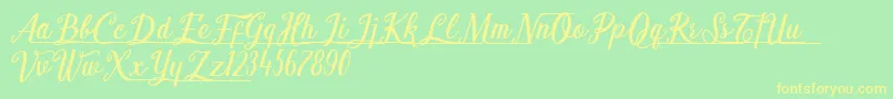 Shark Ready Font – Yellow Fonts on Green Background